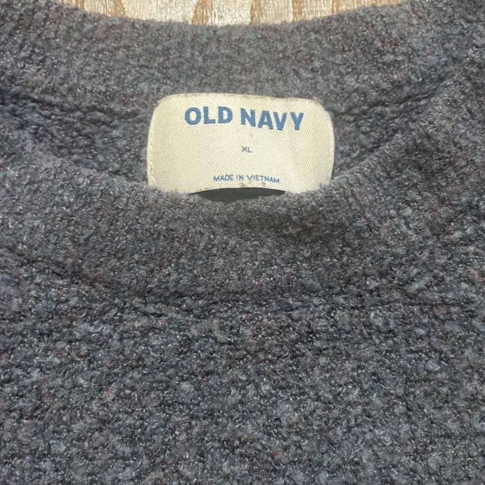 Old Navy Mens XL Charcoal Gray Boucle Knit Crewneck Pullover Sweater Relaxed Fit